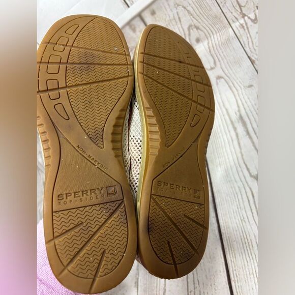 Sperry Top-Sider Angelfish Coral Salmon Tan Gold Mesh Womens Boat Shoes 10M - Picture 7 of 15